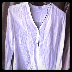 Guess Leather trim low cut sexy blouse